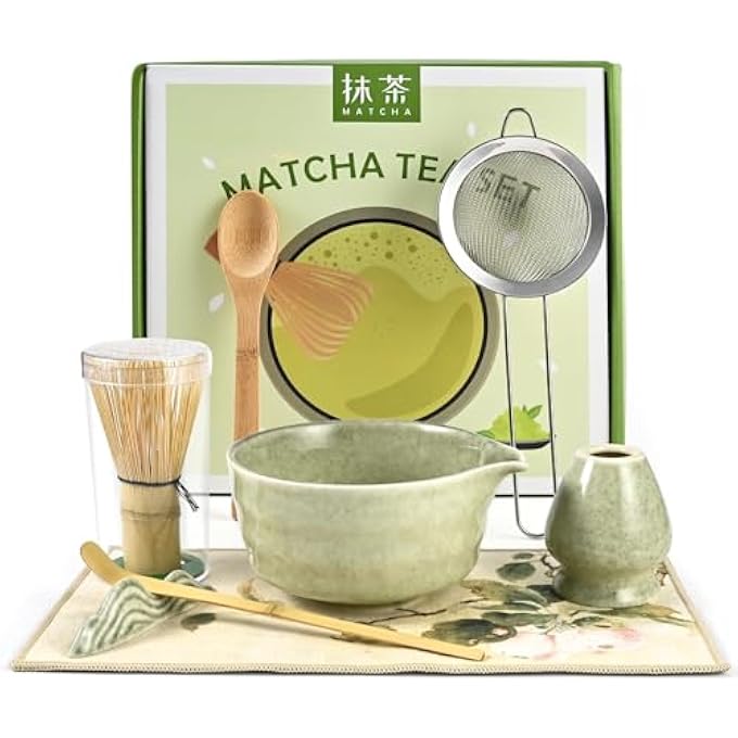 NIUB Matcha Set 8 Pcs Japanese Matcha Bowl Set With Whisk And Tea Scoop  Traditional Matcha Kit For Authentic Matcha Preparation Perfect For Gift - Image 1