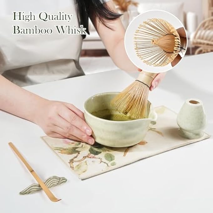NIUB Matcha Set 8 Pcs Japanese Matcha Bowl Set With Whisk And Tea Scoop  Traditional Matcha Kit For Authentic Matcha Preparation Perfect For Gift - Image 4