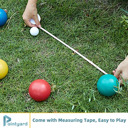 Pointyard 84mm Bocce Ball Set, Outdoor Games for Adults and Family, Backyard Ball Set with 8 PE Bocce Balls & 1 Pallino & Carry Bag & Measuring Tape for Teens Beginners - Image 5