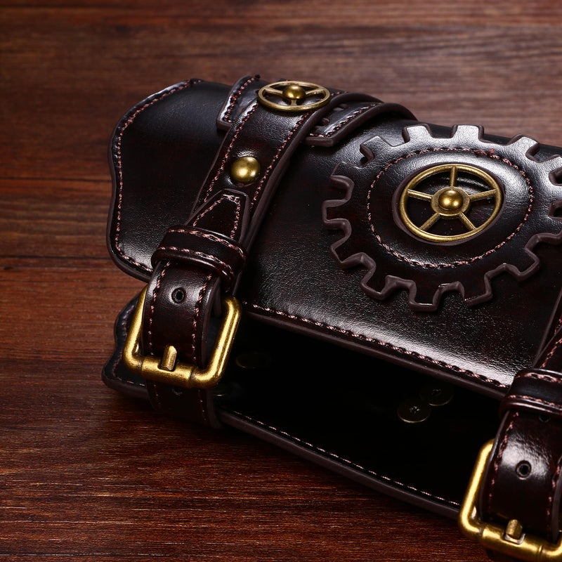 Avaner Men's Steampunk Leather Wristwatch: 2 Pack Vintage Leather Bracers Watch Arm Armor Cuff for Cosplay Costume - Image 5