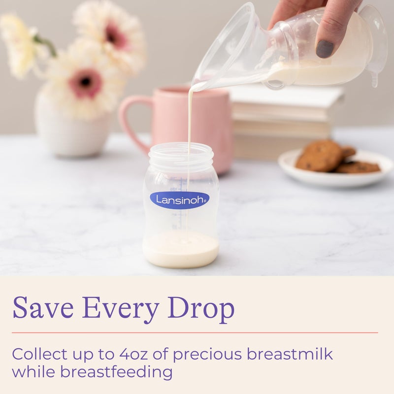 Lansinoh Silicone Milk Collector Breast Pump for Breastfeeding with Suction Base, 4 Ounces, Portable and Lightweight, With Neck Strap and Protective Lid, 1 Count - Image 2