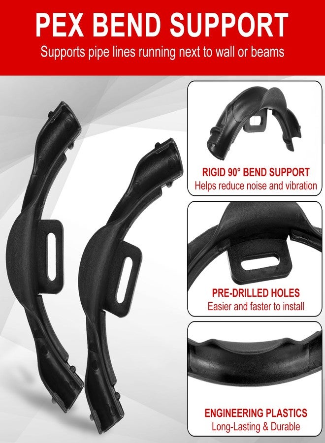 Tobeelec 20 Pcs 3/8" - 1/2" Pex 90 Degree Elbow Plastic Tubing Bend Support Black Pex Fittings Pex Clamps Tube Holder 1/2 Inch - Image 3