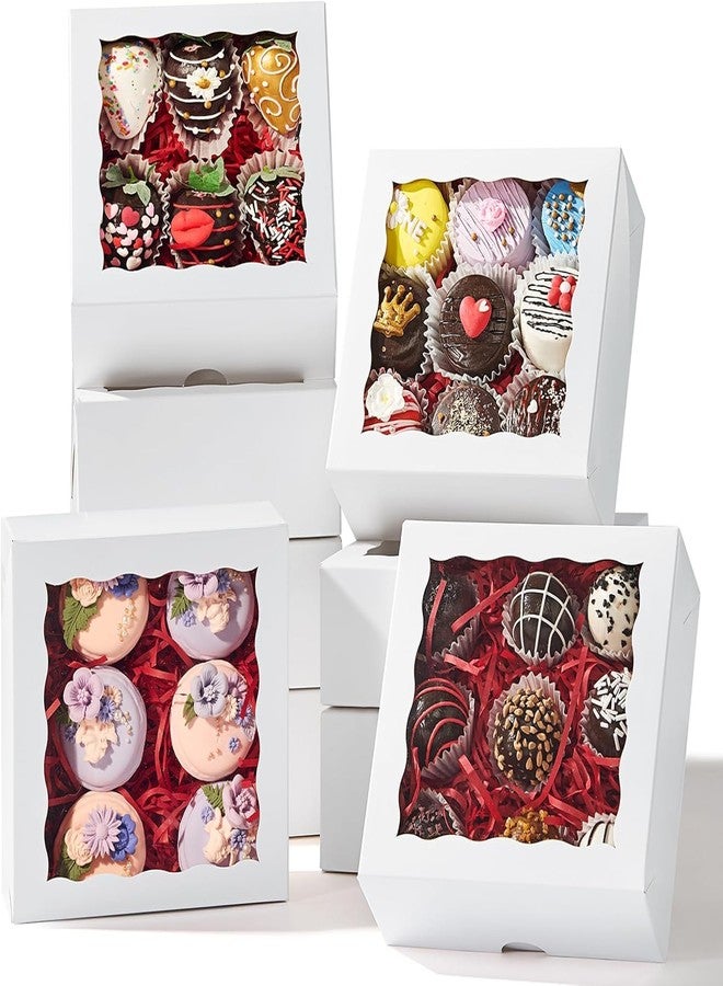 Alpha Basics Pack of 25 (6x6x2inch) Square Kraft 4 Brownie Box with Window Doughnut Cake Cookies Pastry Boxes