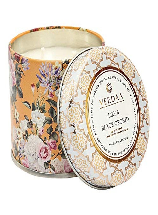 VEEDAA Lily & Black Orchid Soy Wax Mason Tin Scented Candle (Burns 25 Hours) - Image 1