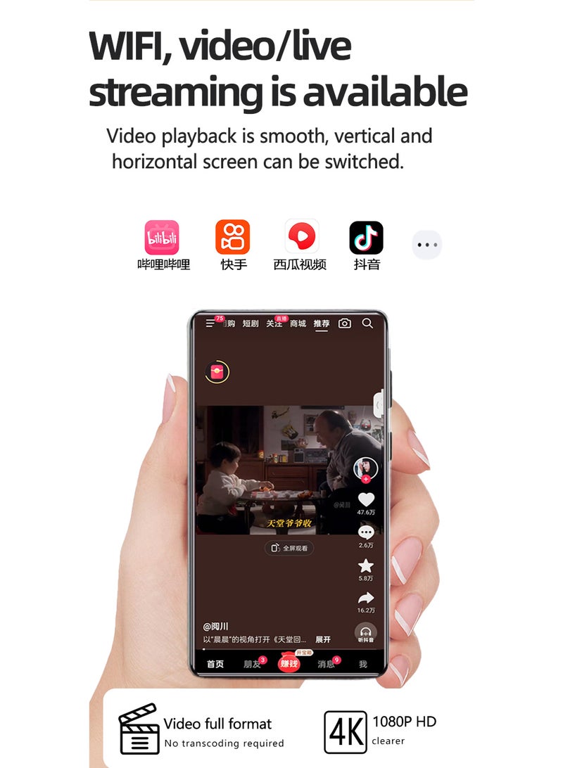 4.0″ Android 14.0 Octa-Core MP4 Music Player with WiFi & App Store Access, 4GB RAM + 64GB Storage – Portable MP5 Player - Image 3