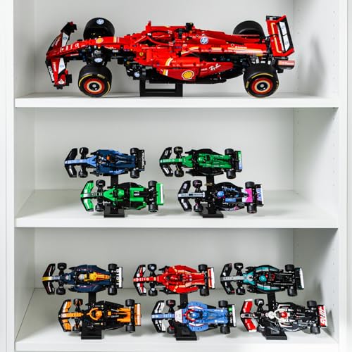 Brickify Speed Champions F1 Display Stands 5Pack Compatible with LEGO Formula 1 Sets 76906 to 76919 Holds 10 Cars Vertical Display Risers for Racing Car Collection - Image 5