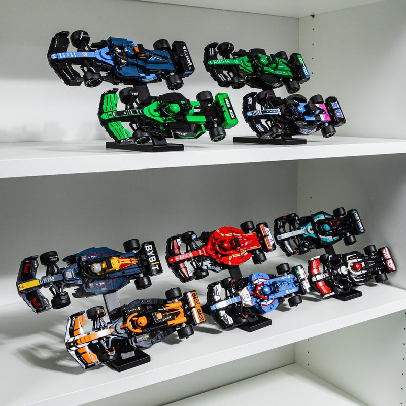 Brickify Speed Champions F1 Display Stands 5Pack Compatible with LEGO Formula 1 Sets 76906 to 76919 Holds 10 Cars Vertical Display Risers for Racing Car Collection - Image 3