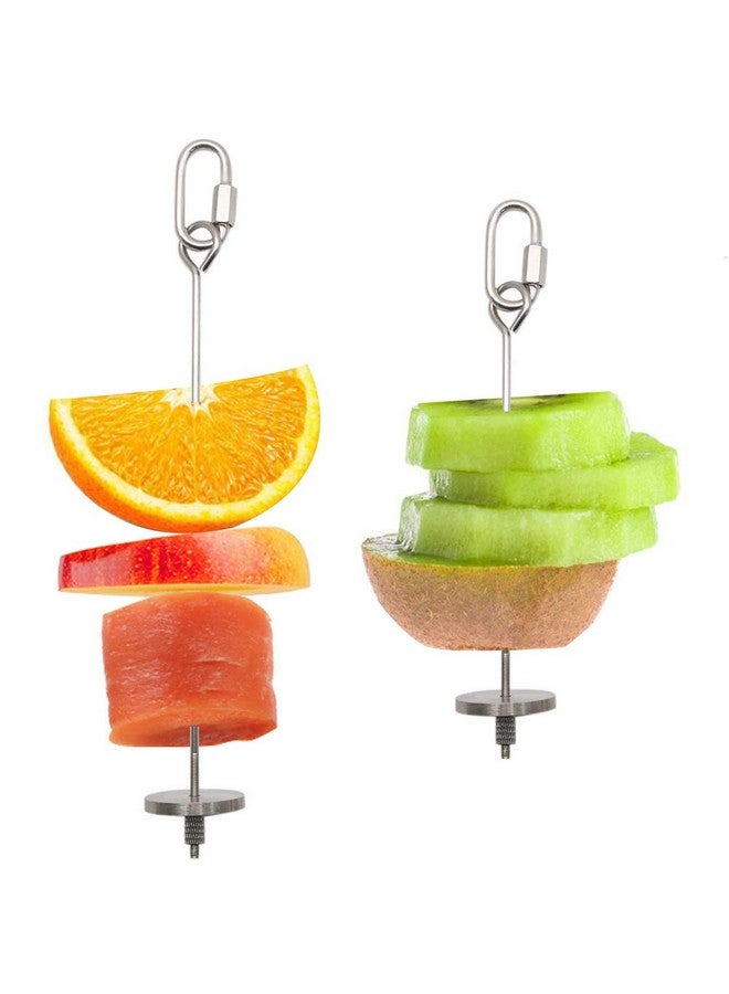 tutata Bird Food Holder, Bird Feeders, Stainless Steel Parrot Fruit Vegetable Stick Holder, Foraging Toy, Bird Treat Skewer, 2 Pack - Image 1