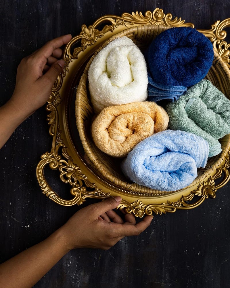 Mush Bamboo Towel: Ultra Soft, Absorbent, Eco Friendly 600 GSM 6 Pieces (2 Bath, 2 Hand, 2 Face) (Navy & Sky) - Image 5