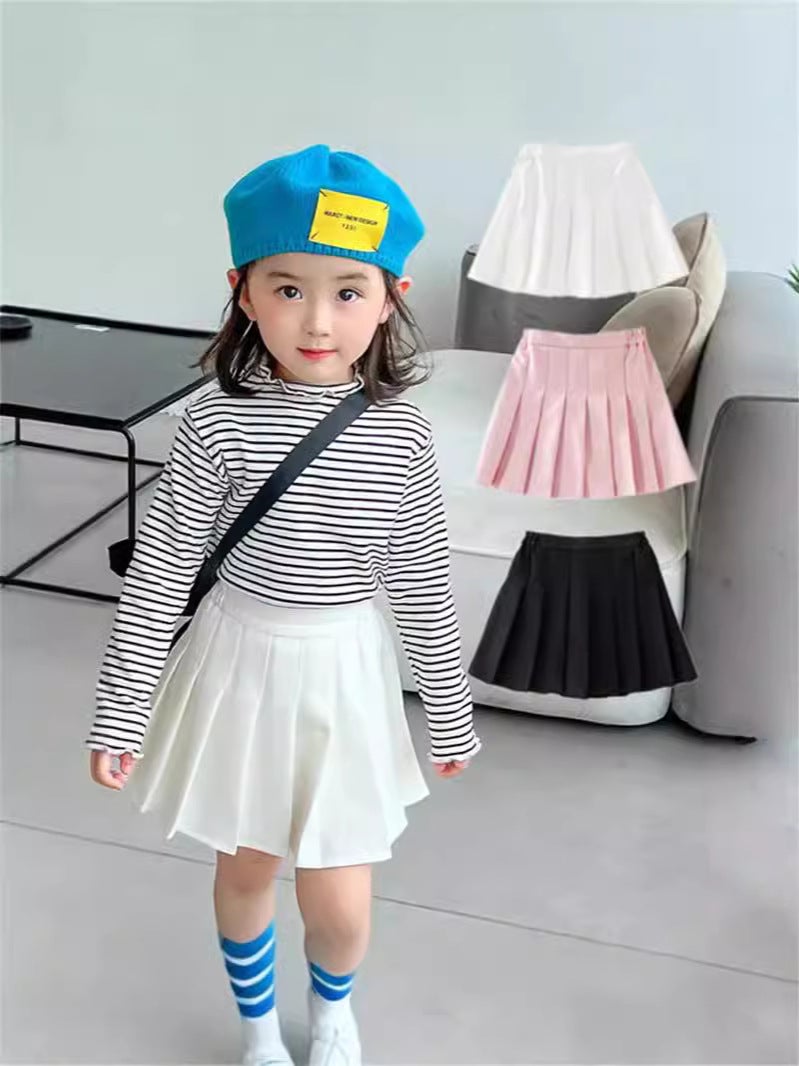 Girls' White Skirt Korean Style High Waist Elasto Pleated Skirt College Style New Style Girl - Image 2