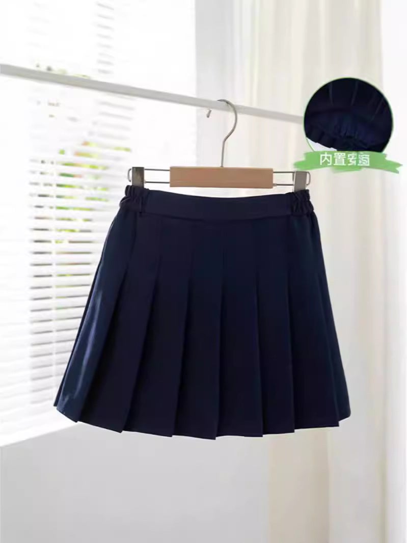 Girls' White Skirt Korean Style High Waist Elasto Pleated Skirt College Style New Style Girl - Image 5