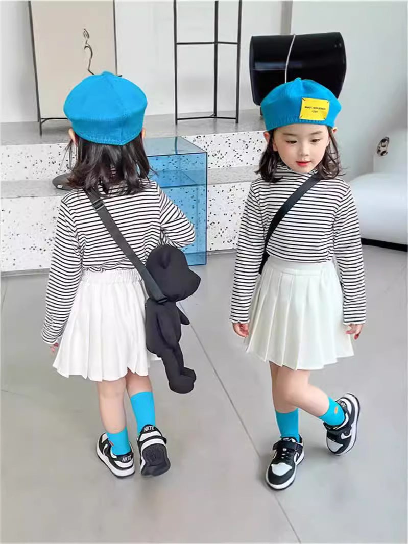 Girls' White Skirt Korean Style High Waist Elasto Pleated Skirt College Style New Style Girl - Image 3
