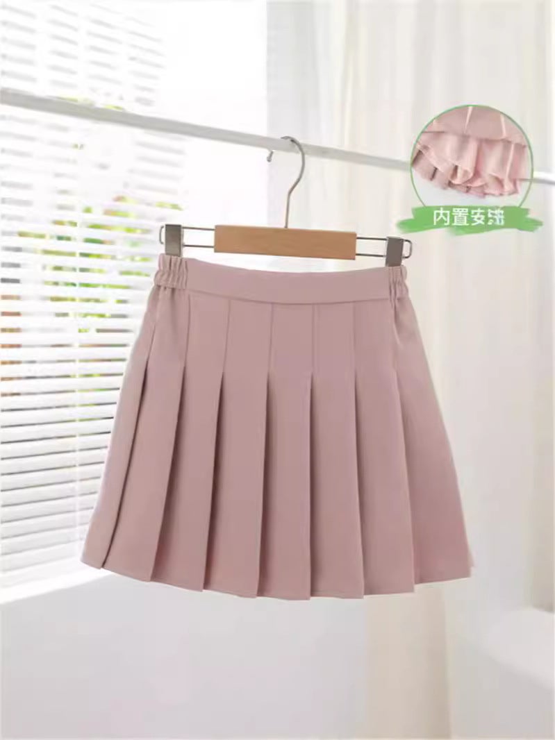 Girls' White Skirt Korean Style High Waist Elasto Pleated Skirt College Style New Style Girl - Image 4