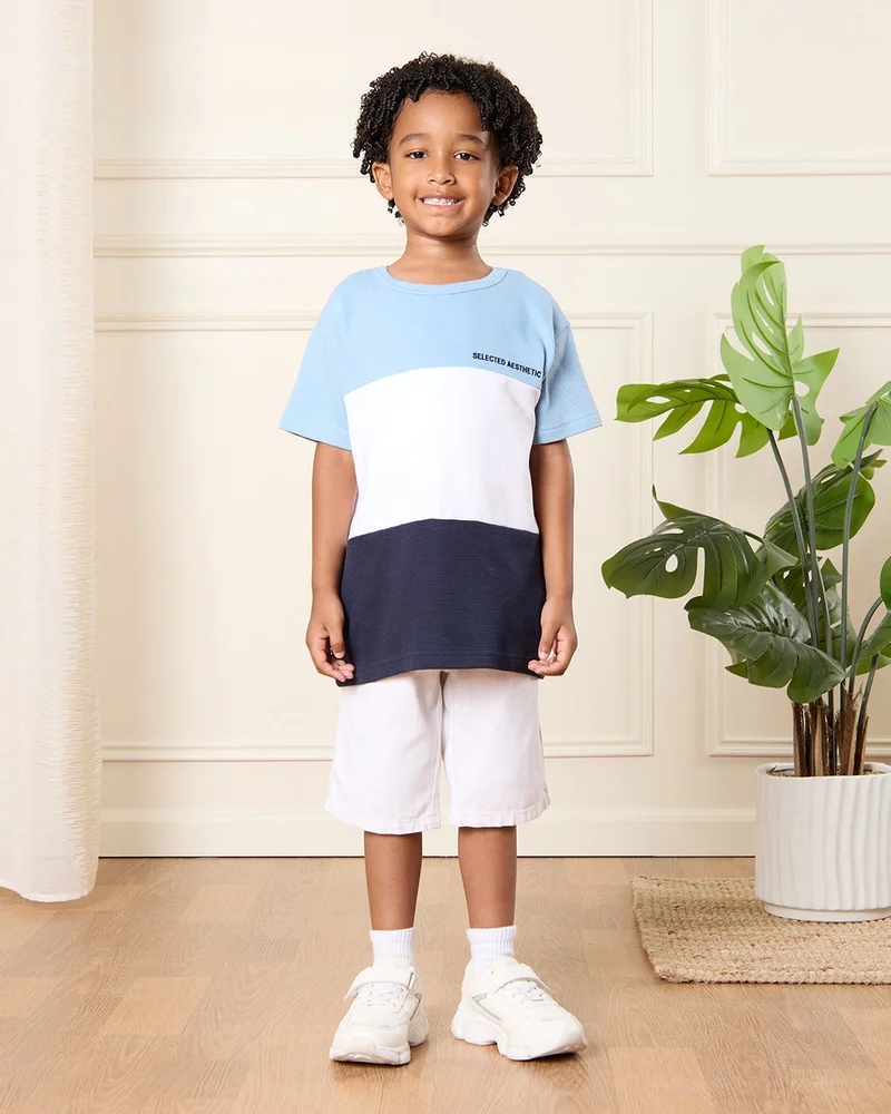 REDTAG Boys Multicolor Cut & Sew T-Shirt