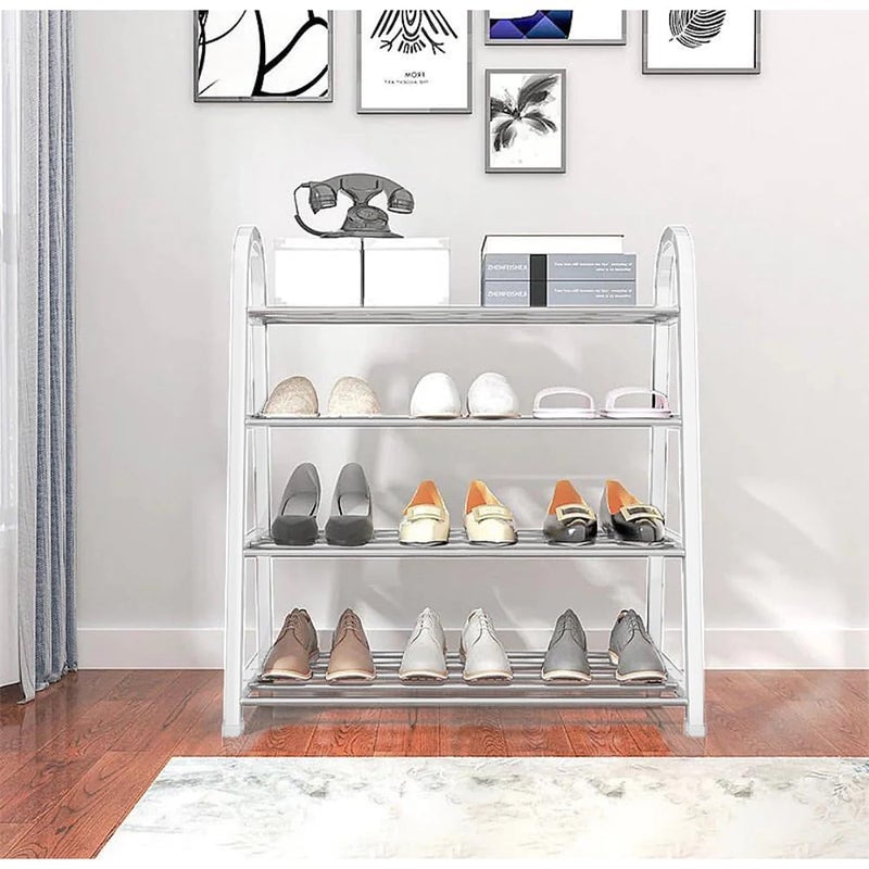 Lukzer 4 Tier Shoe Rack Detachable Open Book Shelf Plastic Storage Holder Organizer Stand for Home Office (A Shape/White/4 Layer/62x27.5x54cm) - Image 4