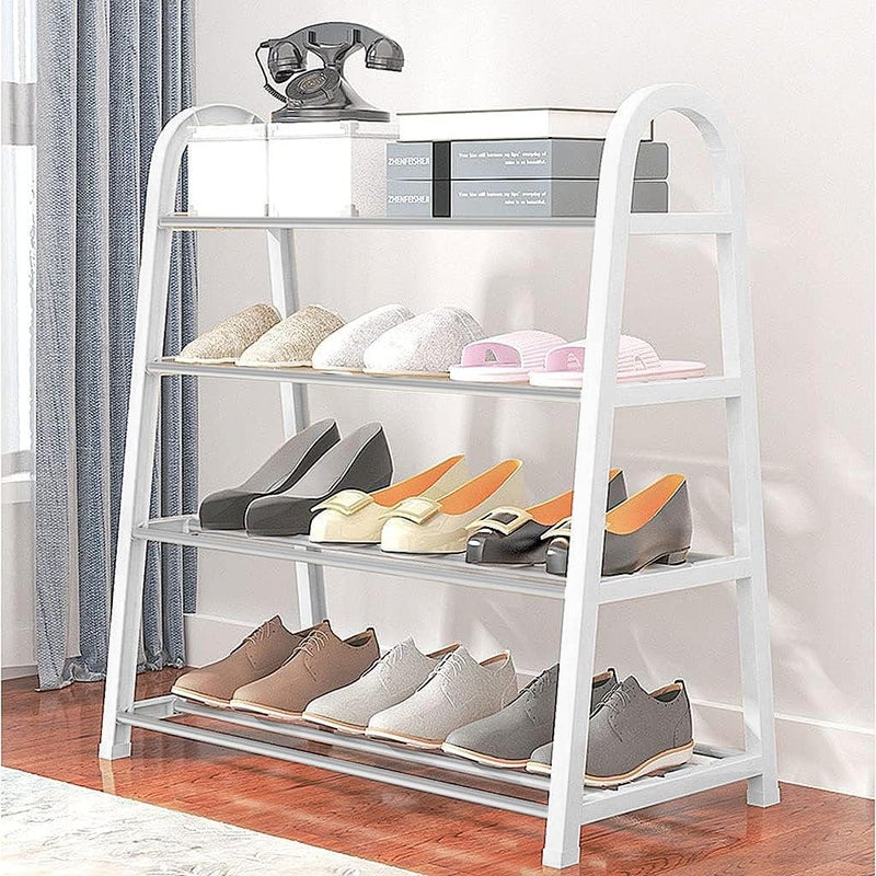 Lukzer 4 Tier Shoe Rack Detachable Open Book Shelf Plastic Storage Holder Organizer Stand for Home Office (A Shape/White/4 Layer/62x27.5x54cm) - Image 3