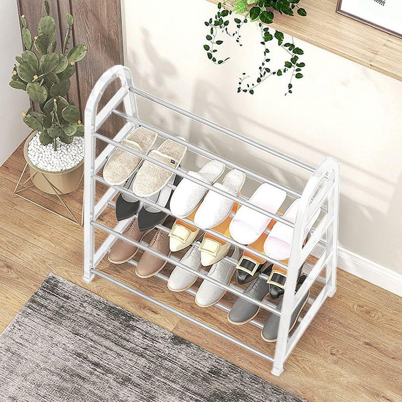 Lukzer 4 Tier Shoe Rack Detachable Open Book Shelf Plastic Storage Holder Organizer Stand for Home Office (A Shape/White/4 Layer/62x27.5x54cm) - Image 5