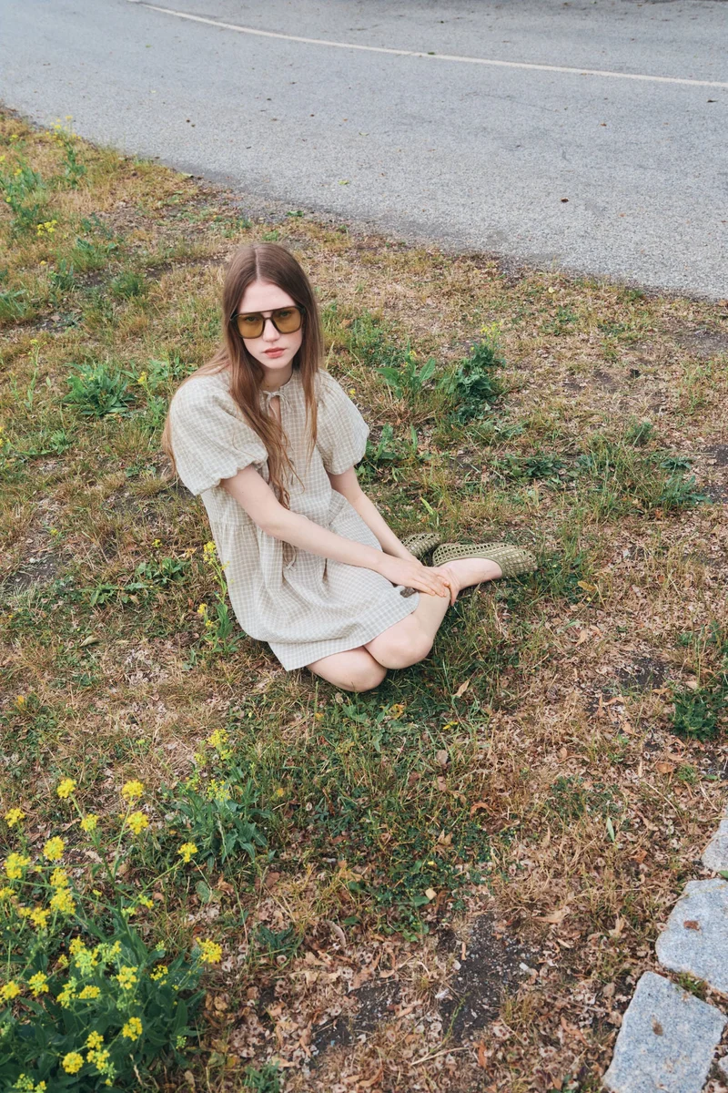 اتش اند ام فستان قطني بربطة أمامية