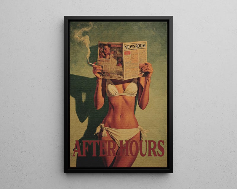 TNESSENTIAL After Hours Vintage Western Wall Art Poster or Canvas Print, Retro Bikini Art Print, Smoking Girl 70s Wall Art, Typography Decor for Mancave - Image 5
