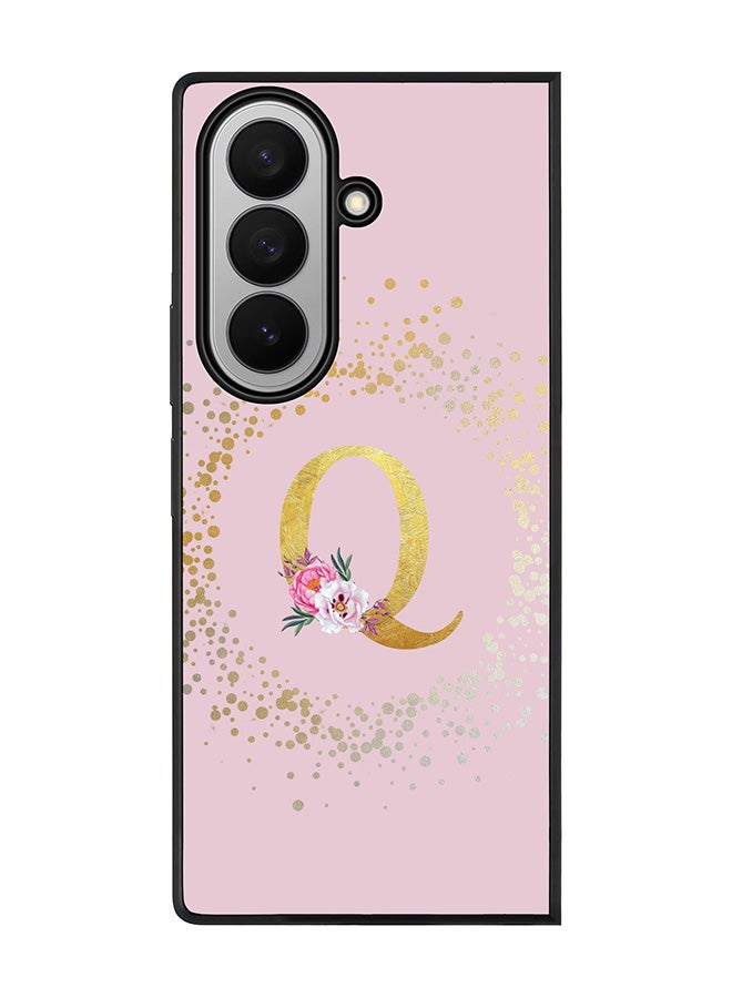 Stylizedd For Samsung Galaxy Z Fold7 Case,Slim fit Camera Protection, Shockproof Thin Phone cover  - Custom Monogram Floral - Q  (Pink )