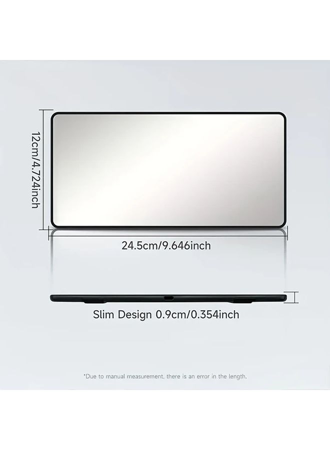 Black 1pc Car Makeup Mirror Wide Angle Tinted HD Full Coverage Sun Visor Clip On - Image 2