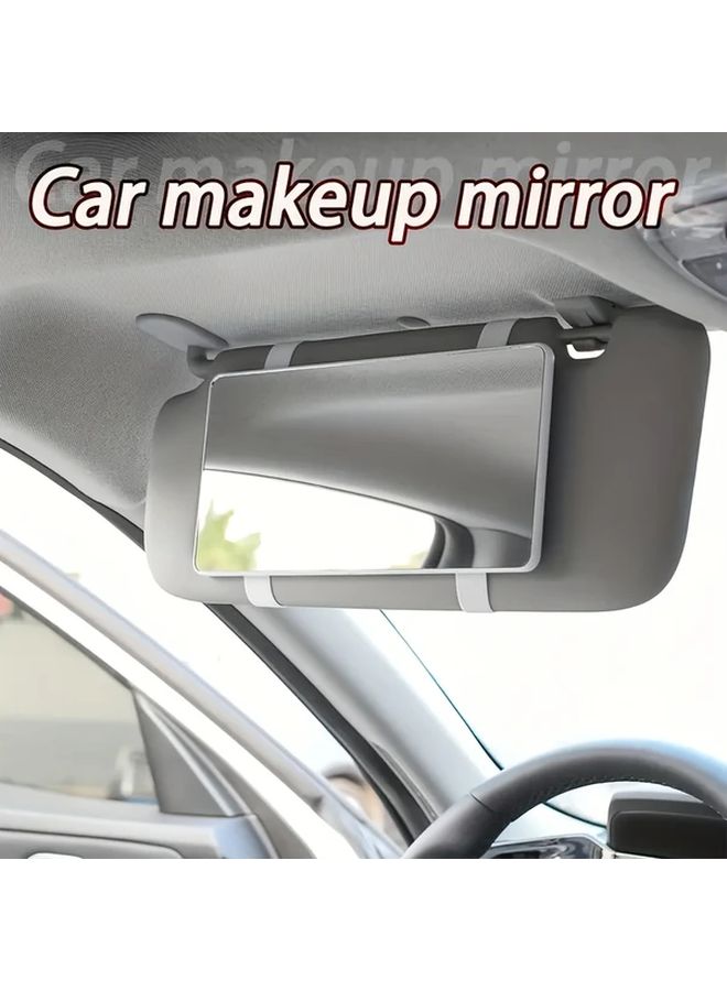 Black 1pc Car Makeup Mirror Wide Angle Tinted HD Full Coverage Sun Visor Clip On - Image 5