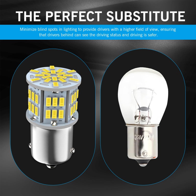waswale 2 PCS 1156 LED Bulb Reversing Light, Single Contact 6800K Super Bright Turn Signal Bulb, 1141 1003 7506 BA15S Bulb, Universal for Most Cars (White) - Image 3