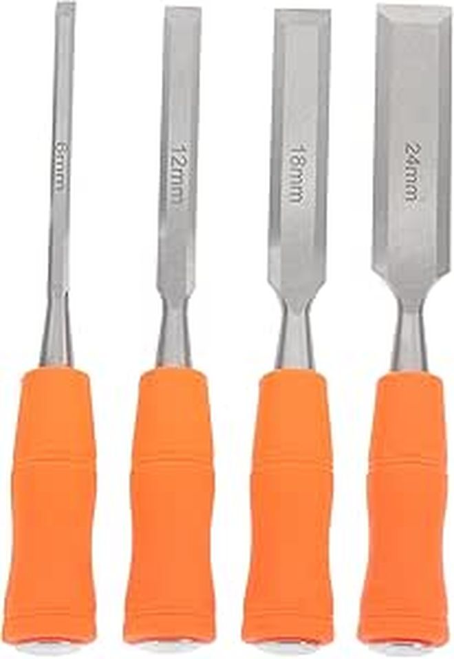 4pcs Wood Chisel Set with Sharp Blades Comfortable Grip for DIY Carving Woodworking Craft Projects - Image 1
