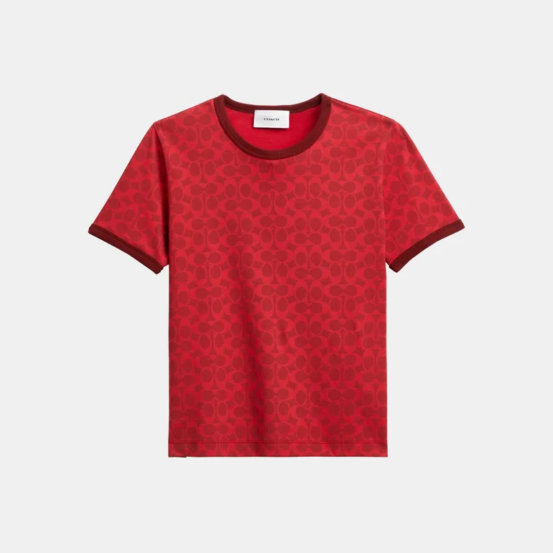 COACH (NOT FOR SALE) Signature Ringer T-Shirt in Organic Cotton