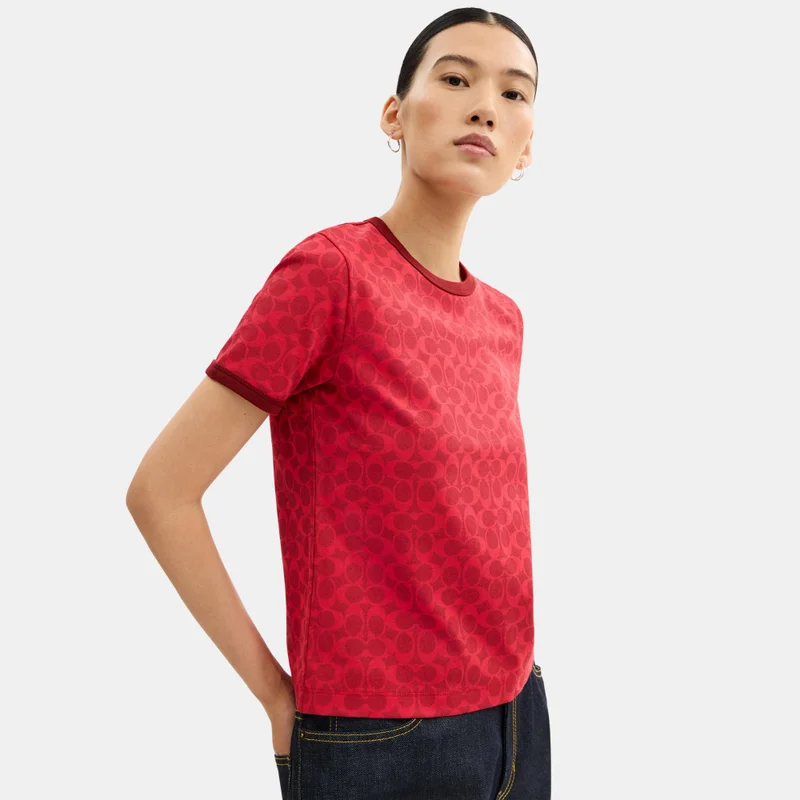 COACH (NOT FOR SALE) Signature Ringer T-Shirt in Organic Cotton