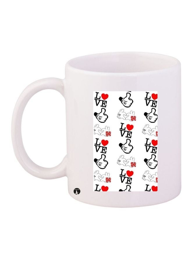 RYN Love Printed Coffee Mug White/Black/Red 11ounce