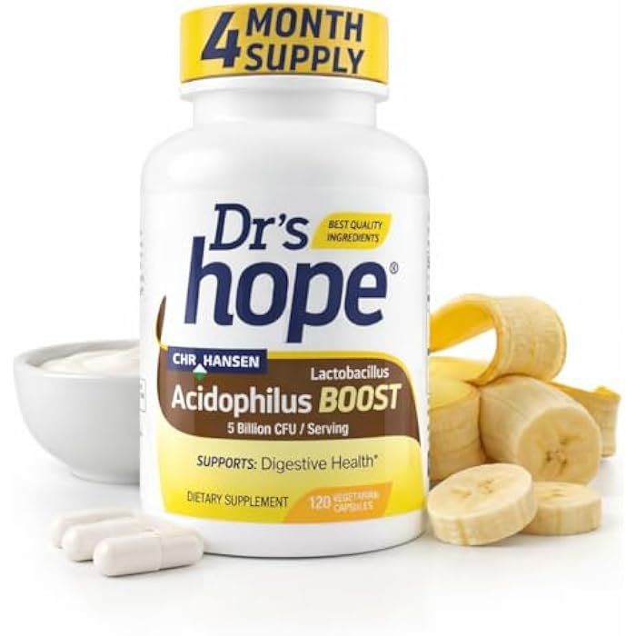 Dr’s Hope Lactobacillus Acidophilus Boost 5B CFU - Probiotics for Digestive Health - Supports Digestive Health, Immune Function, and Overall Gut Health - 120 Veggie Capsules, Made in the USA - Image 1