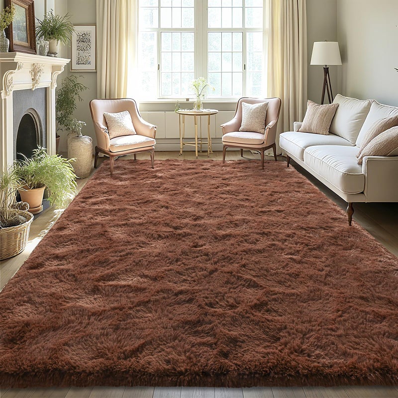 LOCHAS Ultra Soft Indoor Modern Area Rugs Fluffy Living Room Carpets for Children Bedroom Home Decor Nursery Rug 6x9 Feet Brown