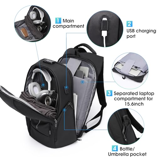 BANGE Travel Backpack for 15.6 Inch Notebook,Lightweight Work Backpacks for Men, Daily Fashion Backpack for Men and Women - Image 2