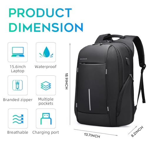 BANGE Travel Backpack for 15.6 Inch Notebook,Lightweight Work Backpacks for Men, Daily Fashion Backpack for Men and Women - Image 4