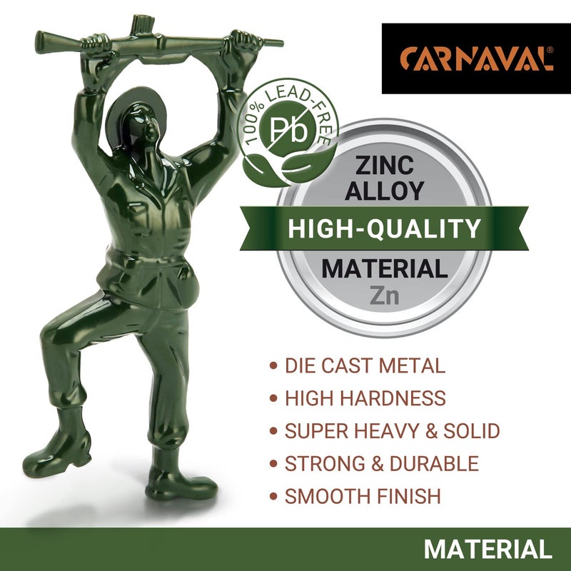 Carnaval Green Army Man Bottle Opener - Funny Bartender Compatible, Metal Mini Soldier Design - Image 4