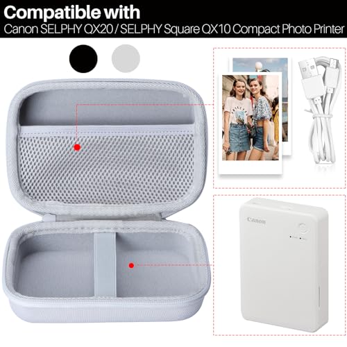 Lebakort Storage Case Compatible with Canon SELPHY QX20 / SELPHY Square QX10 Compact Photo Printer (Dark Gray Case) - Image 3