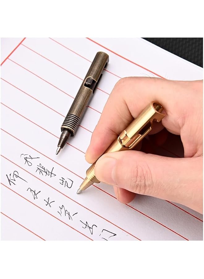 erorex Mini Brass Ballpoint Pen Bolt Action Edc Pen Ideal For Office Writing Signing Traveling Business And Special Gifts Brass  - Image 2