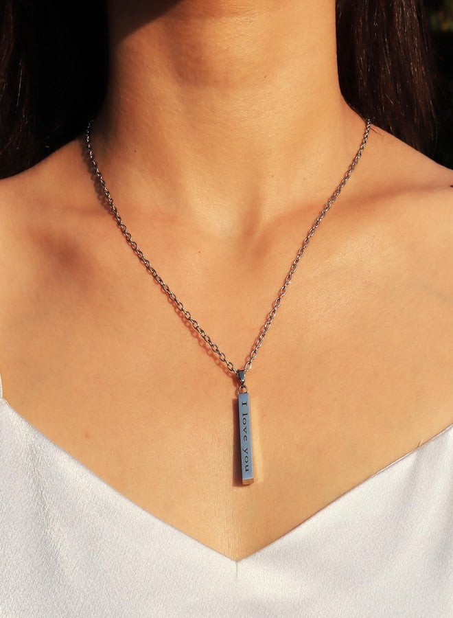 Jemant Matching Necklaces for Couples I Love You Stainless Steel Aesthetic Goth Engraved Always I Love You Forever Couple Necklace Jewelry Or Boyfriend and Girlfriend Him and Her I Love you - Image 3