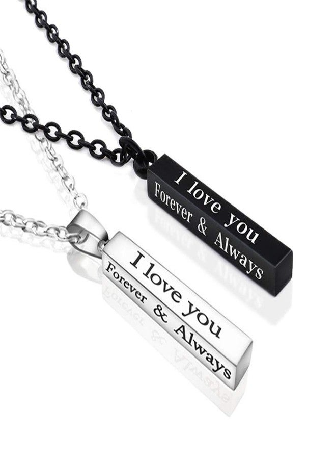 Jemant Matching Necklaces for Couples I Love You Stainless Steel Aesthetic Goth Engraved Always I Love You Forever Couple Necklace Jewelry Or Boyfriend and Girlfriend Him and Her I Love you - Image 1