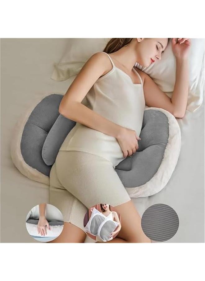 MIXDE Pregnancy Pillow for Sleeping,Comfortable Faux Fur Luxury Maternity Pillow Support for Pregnant Women, Pregnancy Pillows with Laundry Bag, Maternity Pillows for Hip Pain  - Image 1