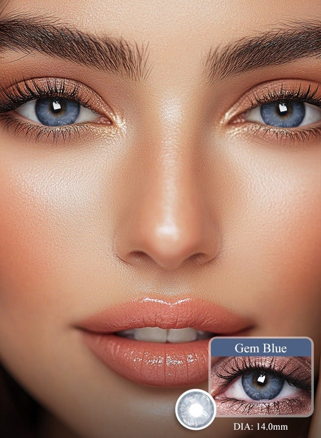 FreshLady Exotic Blue 14.00mm Yearly Colored Contact Lenses – Unisex Cosmetic Lenses, Arab Beauty Style, Big Eye Enlarging Effect, Soft & Hydrated, Perfect for Makeup, Party & Wedding - Image 1