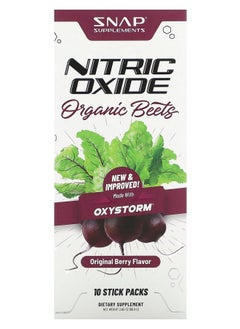 SNAP SUPPLEMENTS Nitric Oxide Organic Beets Original Berry 10 Stick Packs 0.29 oz (8.2 g) Each 