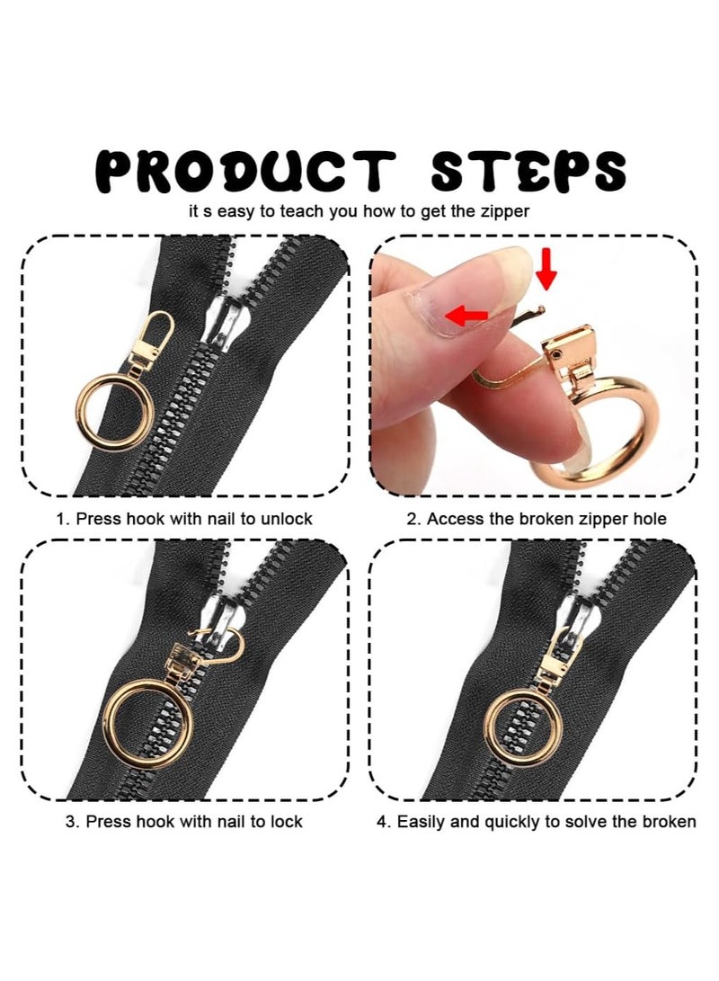 Excefore 20 Pcs Zipper Pull Replacement, Detachable Zip Pulls Metal Zipper Gripper Zip Repair Pull Tab Zipper Pull Replacement Slider Kit for Coat, Jacket, Backpack, Handbags (Round) - Image 5