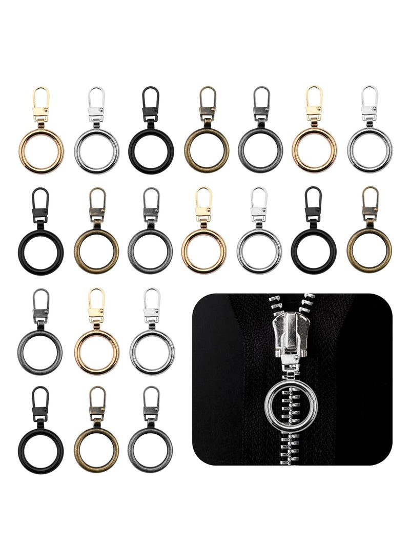 Excefore 20 Pcs Zipper Pull Replacement, Detachable Zip Pulls Metal Zipper Gripper Zip Repair Pull Tab Zipper Pull Replacement Slider Kit for Coat, Jacket, Backpack, Handbags (Round) - Image 1