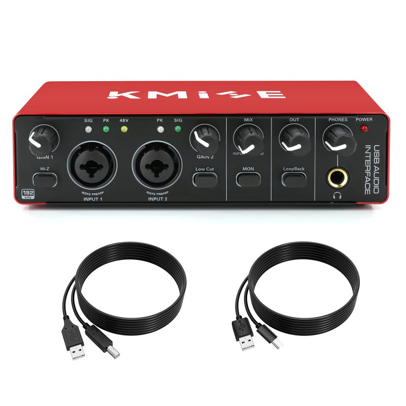 Kmise USB Audio Interface, Computer Recording Audio Interfaces with 48V Phantom Power for Recording, Studio Quality Sound, Compatible with Guitarists, Vocalists, Podcasters (USB 3.0 Type-A) - Image 1