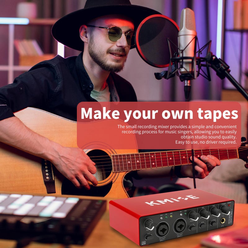Kmise USB Audio Interface, Computer Recording Audio Interfaces with 48V Phantom Power for Recording, Studio Quality Sound, Compatible with Guitarists, Vocalists, Podcasters (USB 3.0 Type-A) - Image 5