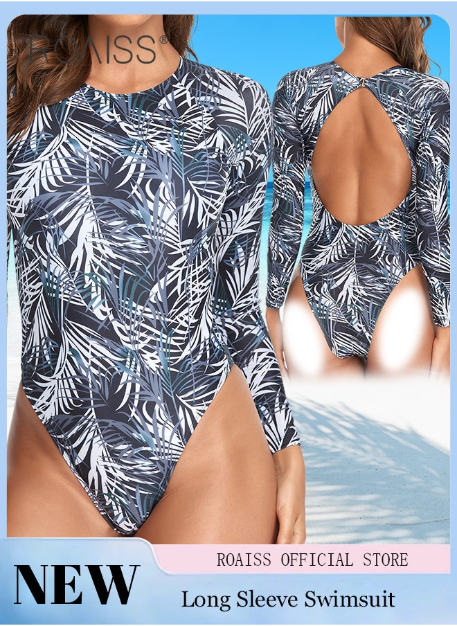 Women Backless One Piece Swimsuit with High Slit Shorts One Piece Beachwear Women Long Sleeved Sun Protection Surfing Wetsuit - pzsku/ZEDFD2264EE529859520EZ/45/_/1715578851/1cb354f1-251e-47ee-9dec-dcb207c50588