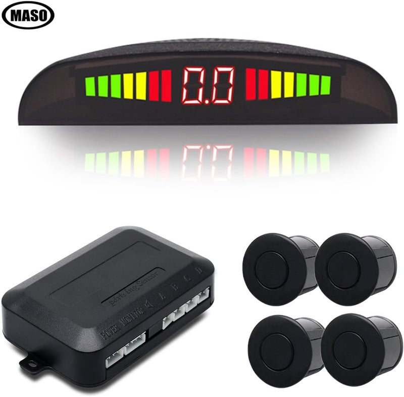 Maso Rear Parking Sensor Kit Black LED Display Parking Assistants Double CPU Security Reversing Parking Radar Sensor Car Vehicle with 4 Sensors Alarm Buzzer Reminder Safe Driving - Image 4