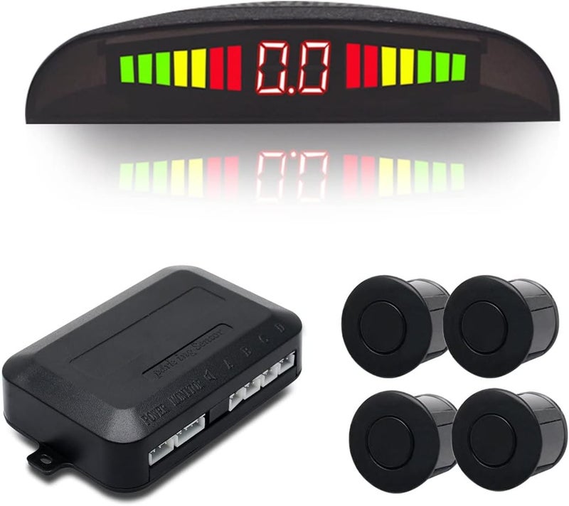 Maso Rear Parking Sensor Kit Black LED Display Parking Assistants Double CPU Security Reversing Parking Radar Sensor Car Vehicle with 4 Sensors Alarm Buzzer Reminder Safe Driving - Image 1